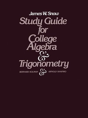 cover image of Study Guide for College Algebra and Trigonometry